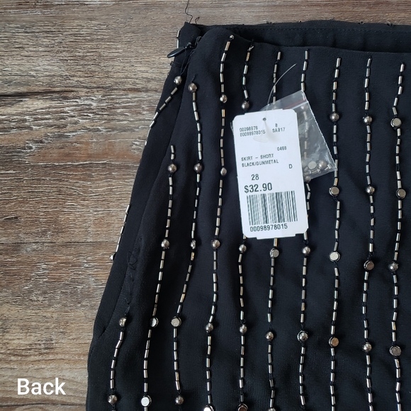 NWT Black with Silver Beaded Skirt size 28 - Picture 6 of 10